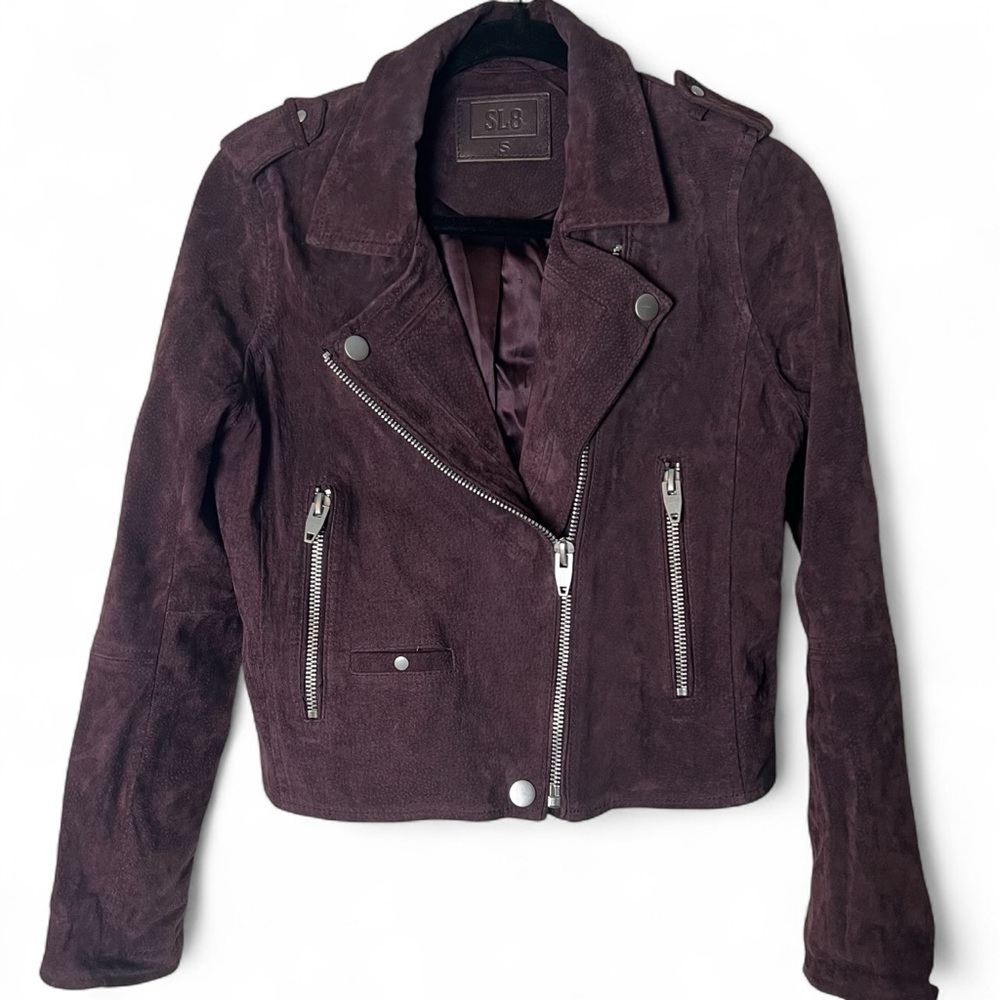 BLANKNYC – Women’s SL8 Suede Moto Jacket Dark Plum – Sz. S